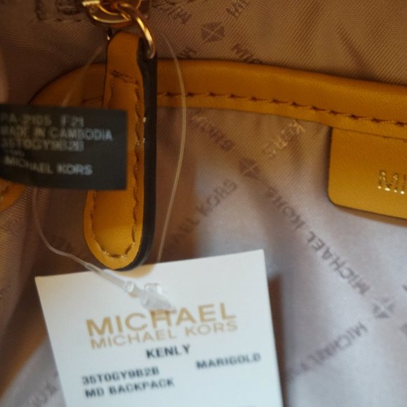 Michael Kors Kenly Medium Backpack MK Brown Yellow